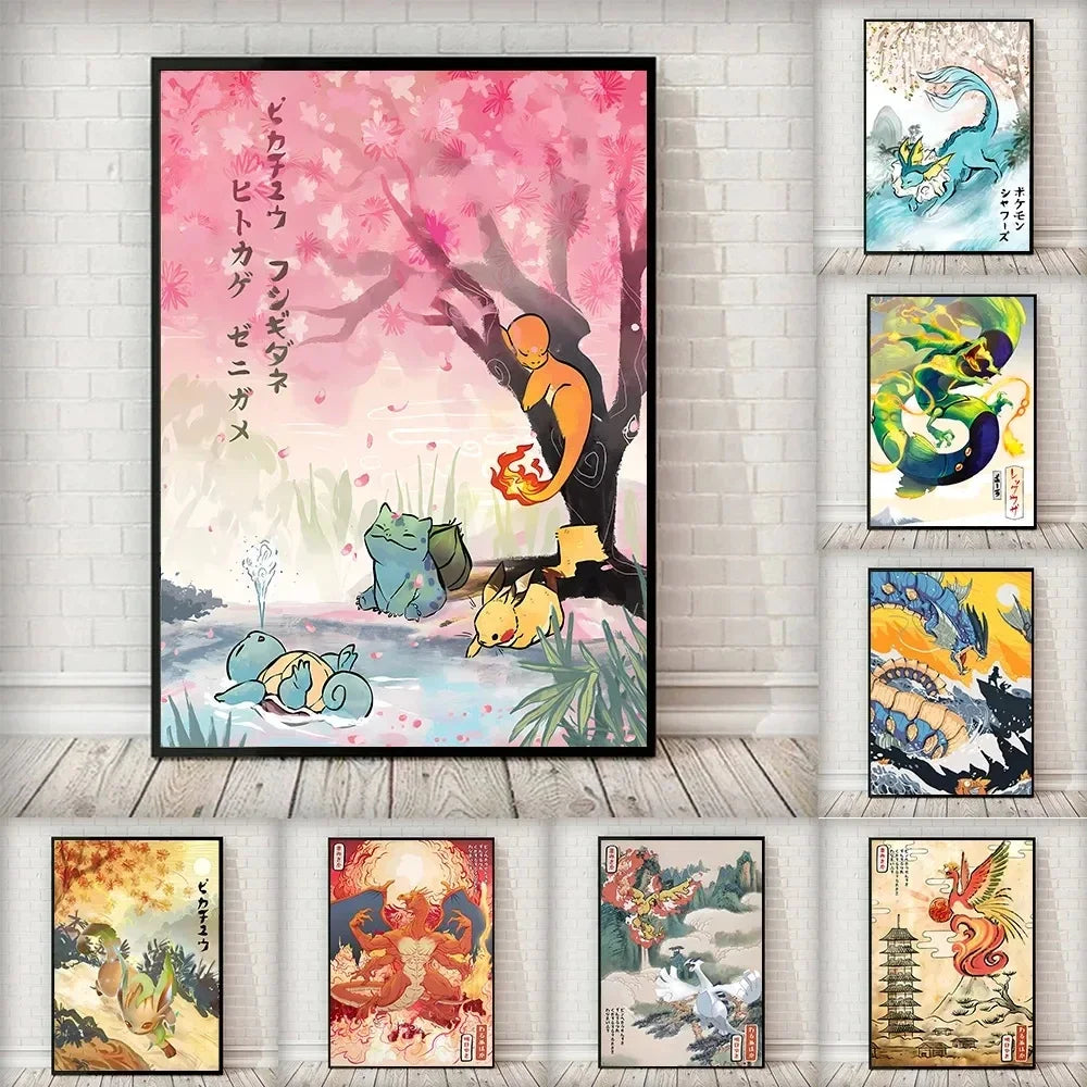 Pokemon Peripherals Posters Pikachu Rayquaza Gyarados Charizard Anime Action Figures Canvas Painting Wall Decoration Poster Toys Pokemon Peripherals Posters Pikachu Rayquaza Gyarados Charizard Anime Action Figures Canvas Painting Wall Decoration Poster Toys